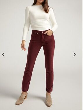 Suki Mid Rise Straight Leg Corduroy
Pant, 30/31, Burgundy